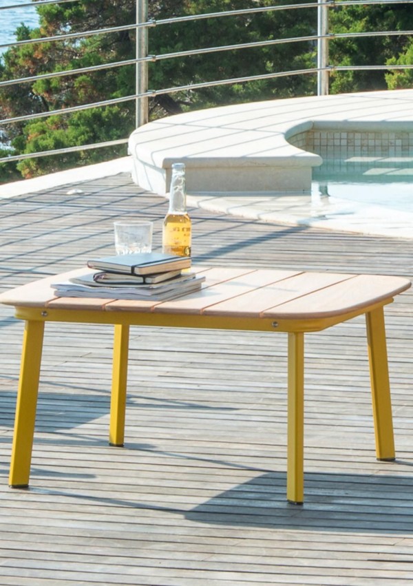 emu Loungetisch Shine mit Teakholzplatte 79X79 cm