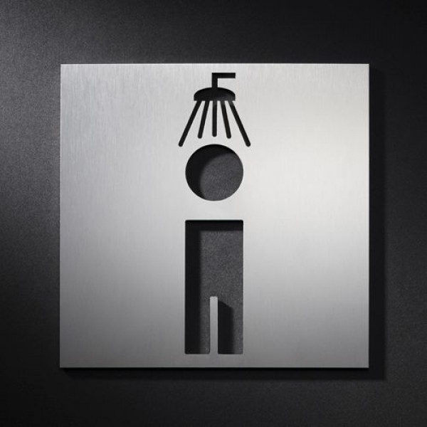 Phos Edelstahl Türschild Dusche Männer