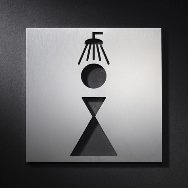 Phos Edelstahl Türschild Dusche Frauen