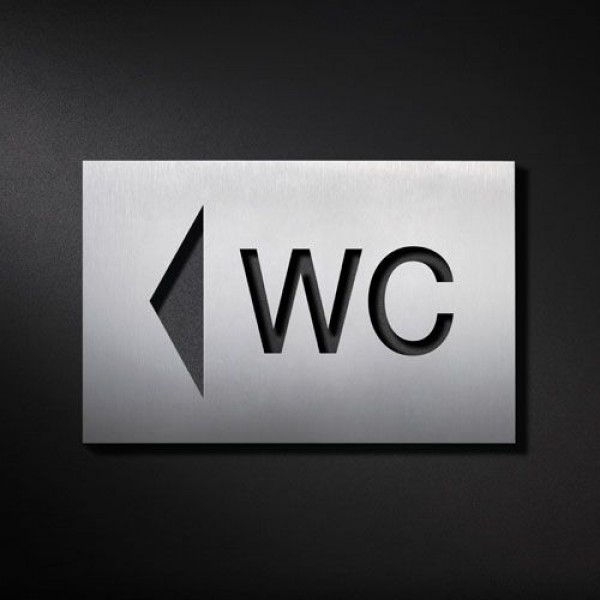 Phos Edelstahl Schild WC links