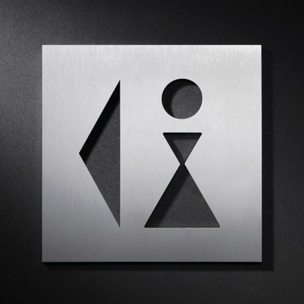 Phos Edelstahlschild Wegweiser WC Damen links