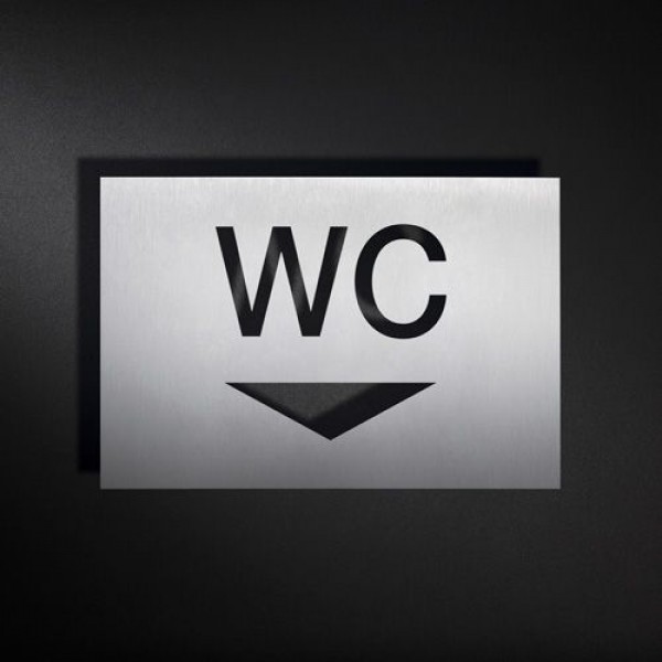 Phos Edelstahl Schild WC runter