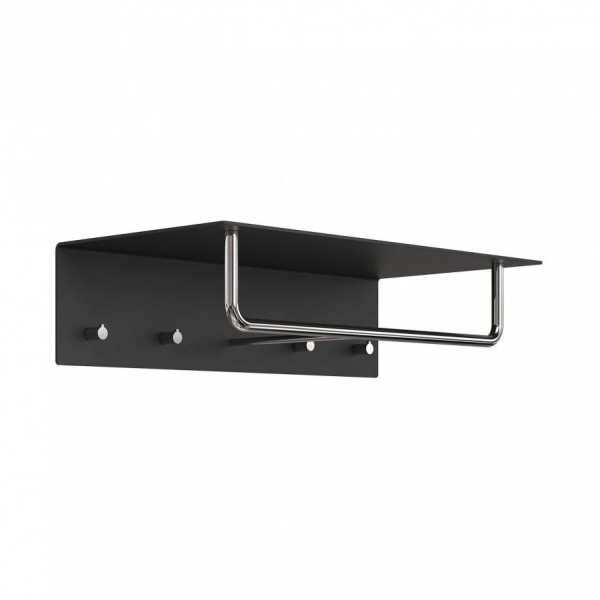FROST Wandgarderobe Unu schwarz Breite 60 cm mit Kleiderstange Chrom