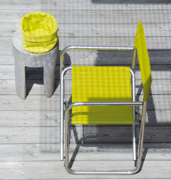 gelb/grün klappbarer Regiestuhl aus leichtem Aluminium in toller Farbe