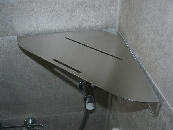 VA4.0 Edelstahl Eckduschablage EL350