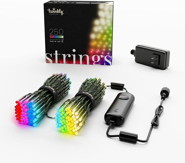 Twinkly Strings – App-gesteuerte LED-Lichterkette mit 250 LED RGB+W schwarzes Kabel