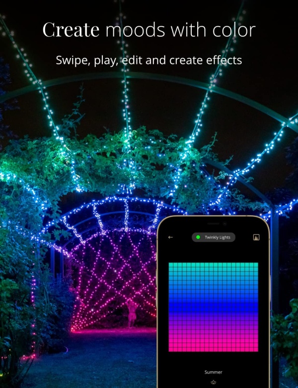 Twinkly Strings – App-gesteuerte LED-Lichterkette mit 250 LED RGB+W transparentes Kabel