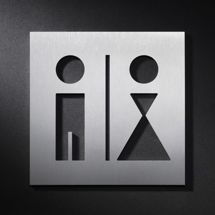 Phos Edelstahl WC-Schild Frauen & Männer Balken