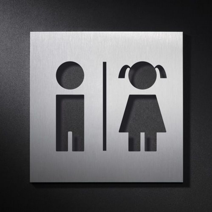 Phos Edelstahl Türschild WC-Kinder Balken