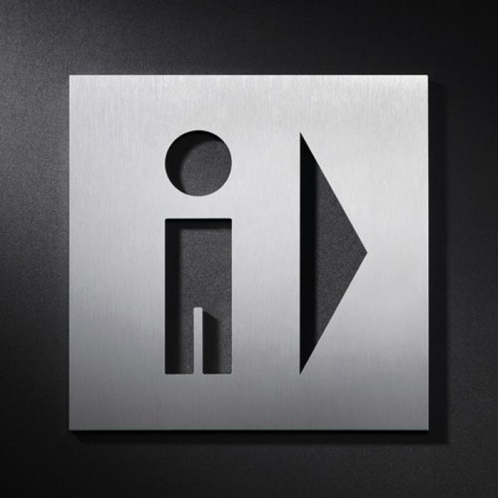Phos Edelstahlschild Wegweiser WC Männer rechts