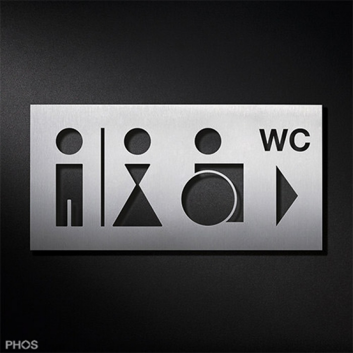 Phos Edelstahlschild WC-Toilettenschild Rollstuhl Kombination