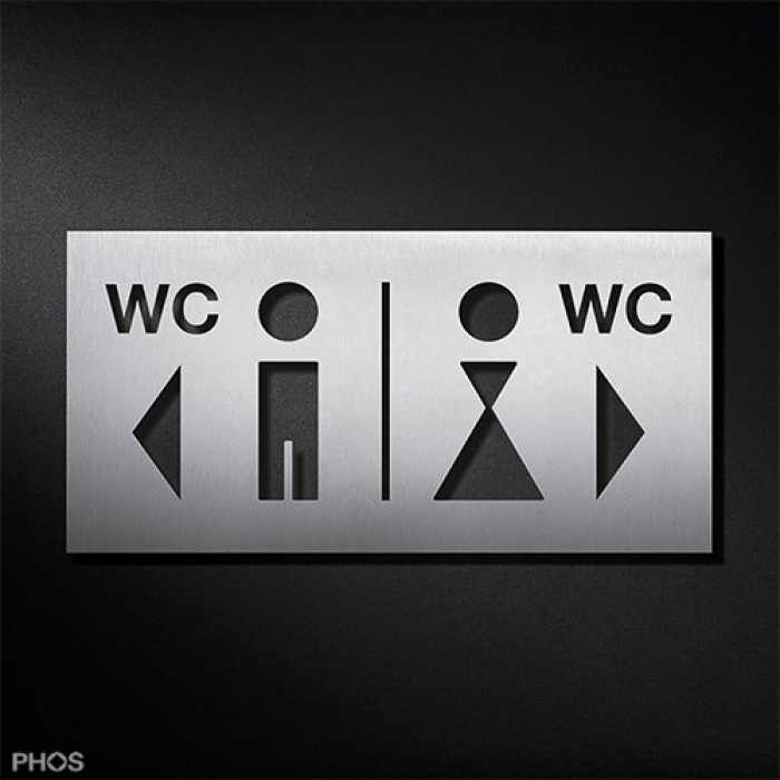 Phos Edelstahlschild WC-Toilettenschild Kombination