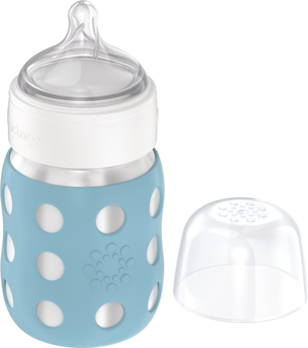 Lifefactory Edelstahl Baby Weithalsflasche, 235ml, Silikonsauger 2 (3-6 Monate)