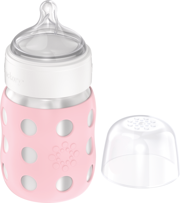 Lifefactory Edelstahl Baby Weithalsflasche, 235ml, Silikonsauger 2 (3-6 Monate)