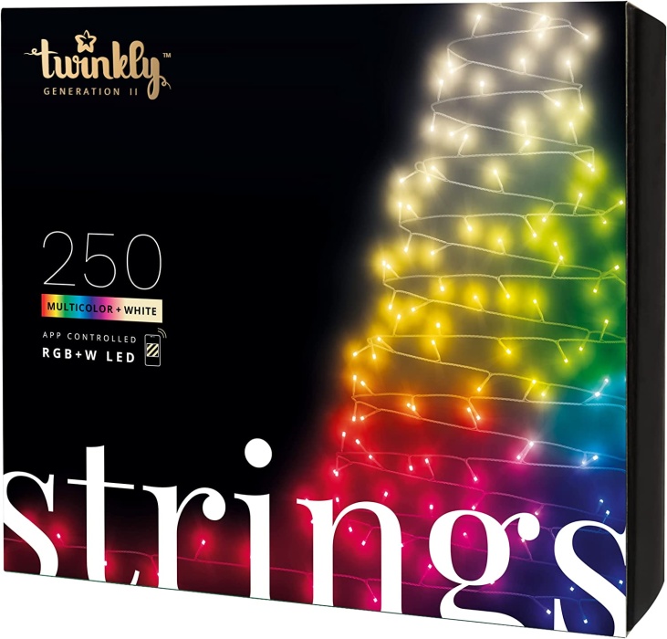 Twinkly Strings – App-gesteuerte LED-Lichterkette mit 250 LED RGB+W schwarzes Kabel