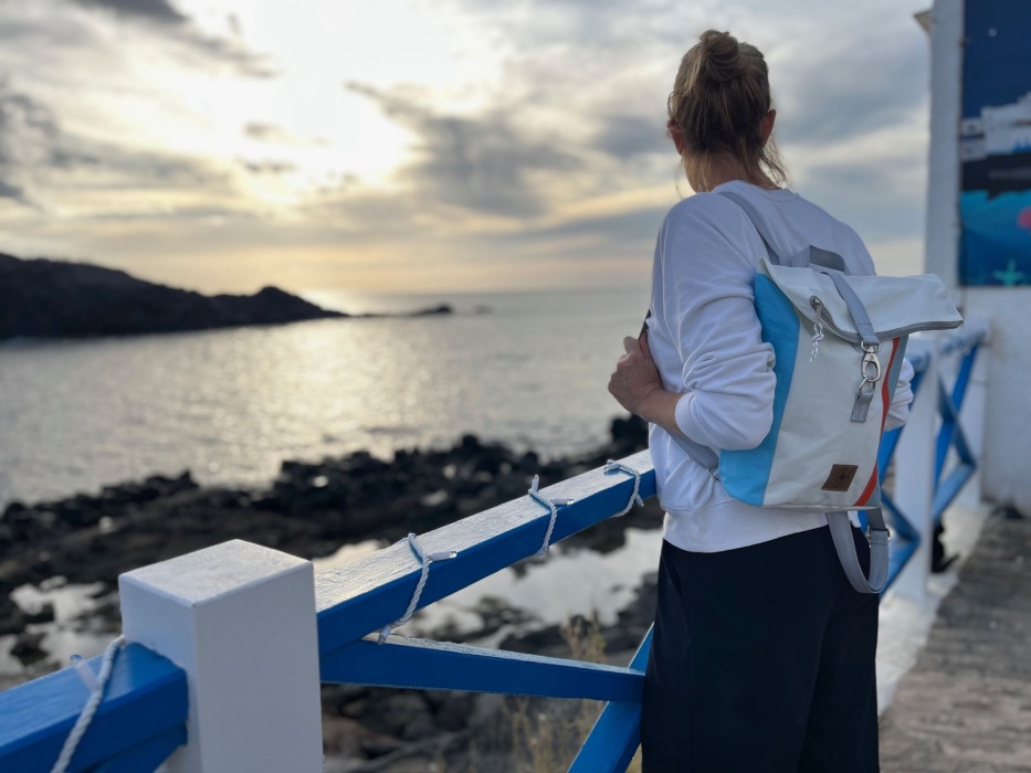 360° Segeltuchtasche Möwe Rucksack Mini, Persening Hellblau limited Edition
