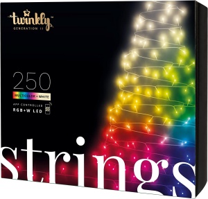 Twinkly Strings – App-gesteuerte LED-Lichterkette mit 250 LED RGB+W transparentes Kabel